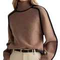Grey Contrast-Trim Turtleneck Sweater