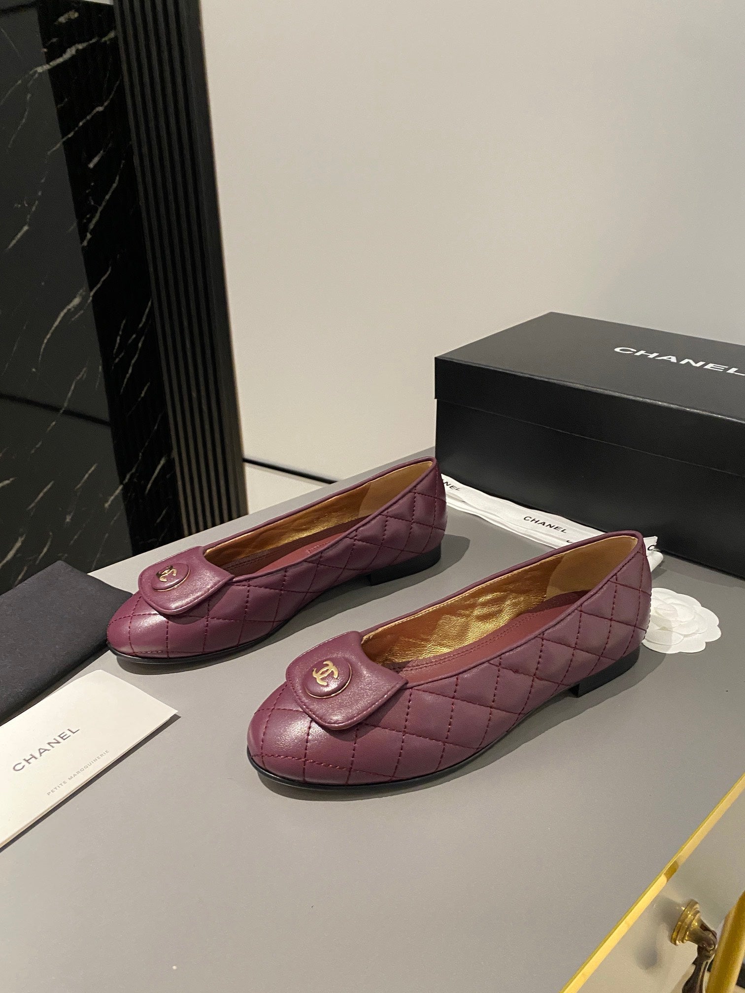 CHANEL BALLET FLAT MULBERRY PURPLE LAMBSKIN