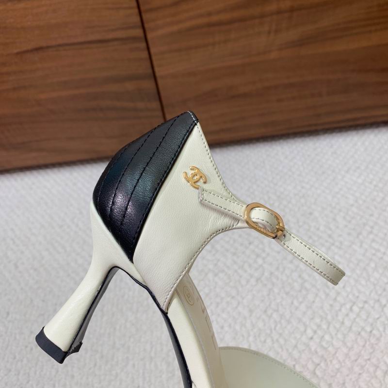 Chanel Ivory & Black Cap-Toe Ankle-Strap Pumps